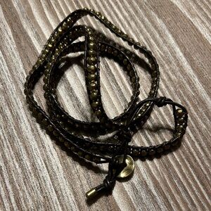 Leather and bead wrap bracelet